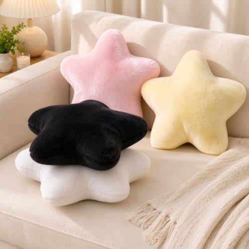 2PCS Star Pillow Set,15.35“ Cute Yellow Decorative Throw Pillows for Bed