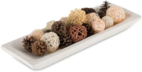 Hanobe Large Decorative Bowl for Coffee Table Entryway Decor, Rustic White