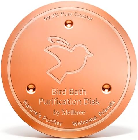 Mellbree Bird Bath Copper Disc, 0.6mm Reinforced 99.99% Pure Copper Cleaning Disk for Physical Safe Clean Water All-Season, Universal Fit for Outdoor Birdbaths, Bowl, Bird Bath Solar