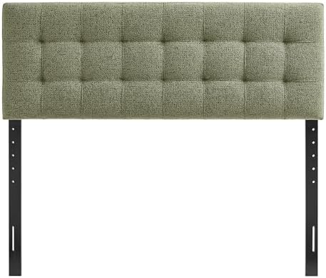 Modway Lily King Size Headboard with Biscuit Tufting in Leaf - Fabric Upholstery with Padded Design and 5 Height-Adjustable Mounts