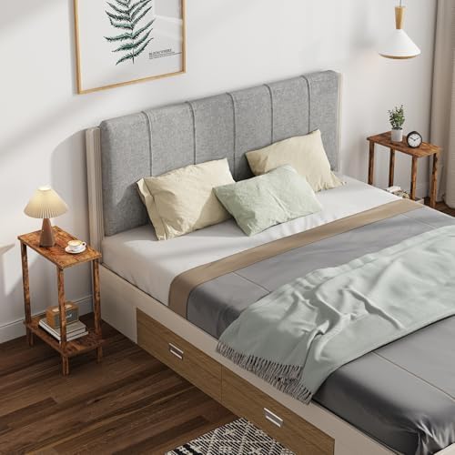 TUTOTAK Narrow Side Table, 2-Tier Small End Table for Couch