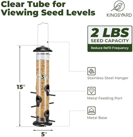 Kingsyard Metal Tube Bird Feeders for Outdoors Hanging