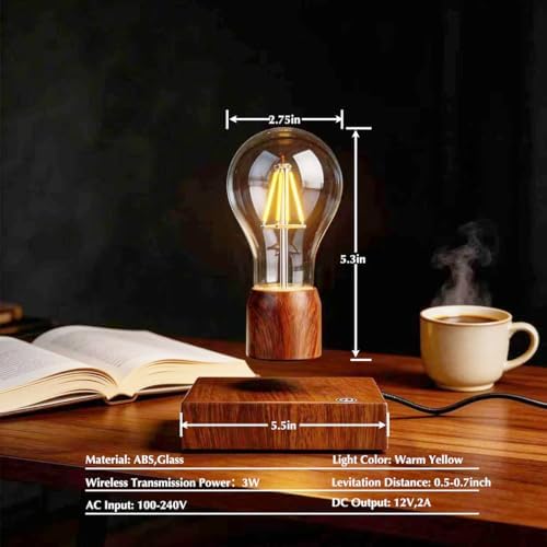 Magnetic Levitating Floating Wireless LED Light Bulb Desk Lamp for Unique Gifts, Room Night Light, Home Office Decor Tech Toys