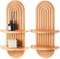 2 Pcs Wooden Rainbow Arch Wall Shelf with Double Tier Design