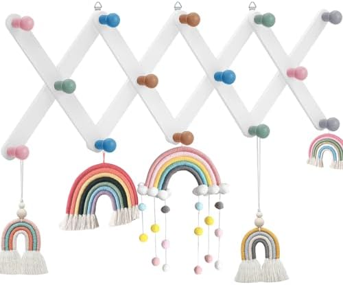 Suzile Kids Coat Rack Wall Mount Expandable Accordion, Morandi Color