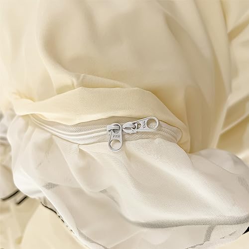 IHOUSTRIY Kid's Duvet Cover Twin Size, Ruffle Beddding Set with Bowtie, 2 Pieces Comforter Cover Set with Zipper Closure, Girl Bedding with Pillowcase - Cream Yellow, Twin