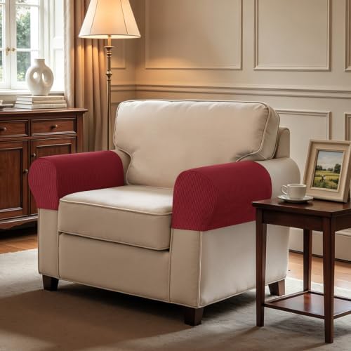 SUBRTEX Stretch Couch Arm Covers Set of 2, Non-Slip Sofa Armrest Slipcovers