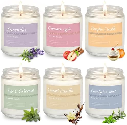 Scented Candles Gift Set for Women, 6-Pack Fall Soy Candles for Home Decor