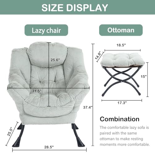 LITA Lazy Chair with Ottoman, Comfy Accent Reading Chair