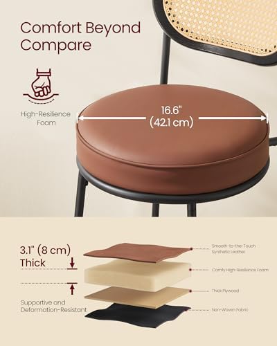 VASAGLE Bar Stools Set of 4, 25.1-Inch Counter Height, PE Rattan Back
