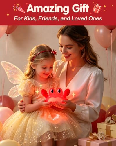 YISUN Crab Night Light for Kids, Silicone LED Dimmable Nursery Nightlight