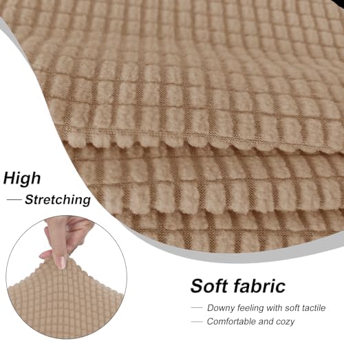 2 Pieces Stretch Chair Cover For Sofa Slipcover, 1 Seat, Camel