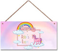 Personalized Sign Cute Magic Unicorn Sign For Kids Room Custom Name Fantasy Door Wall Decor For Little Man Cave Floral Nursery Art Plate For Girls Room Boys Bedroom