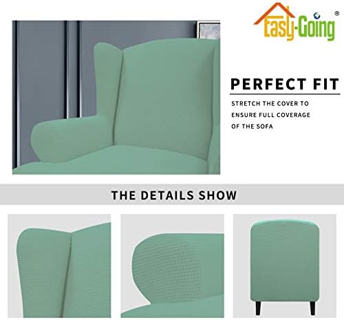 Easy-Going Stretch Large Wingback Chair Sofa Slipcover Cyan