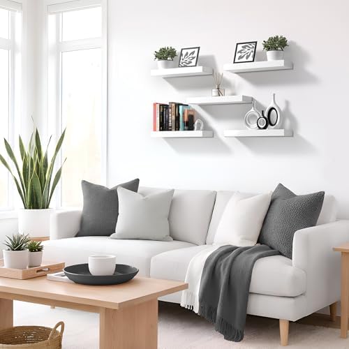 Sorbus 16 Inch Floating Shelves for Wall (5 Pack, White)