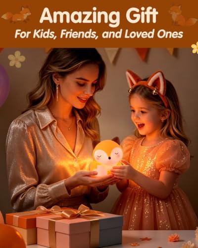 YISUN Fox Silicone LED Night Light, 3 Level Dimmable Kids Room Nursery Lamp