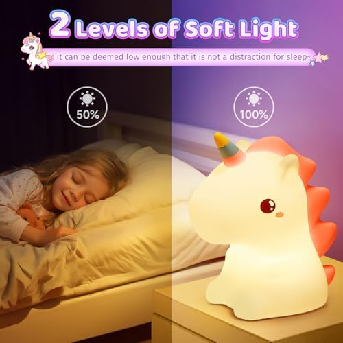 Unicorn Toys Night Light, 16 Colors Night Light Kids, Silicone Gilrs Toys