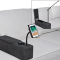 Multifunctional Sofa Armrest, Couch Armrest with Cup Holder, Removable Sofa Caddy with Storage,Equipped with LED Reading Light&Wireless Charge Stand, Black