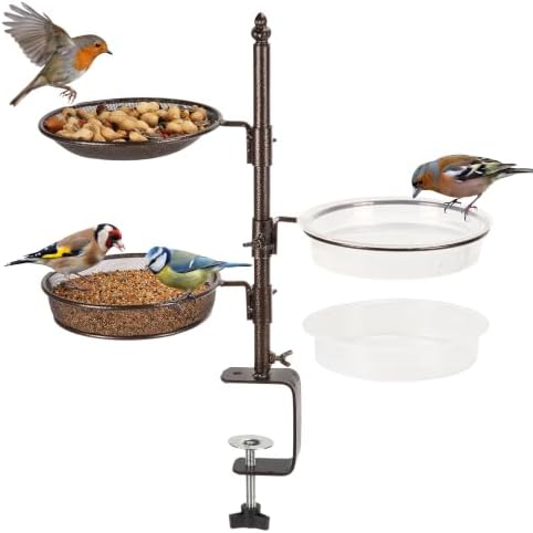 Balcony & Porch Deck Railing Bird Feeder - 3 Tray, Bath Spa, Great for Attracting Wild Bird