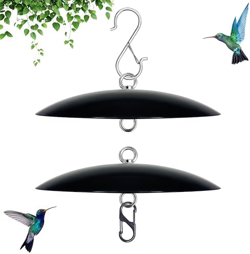 8" Mini Bird Feeder Rain Guard, Hummingbird Feeder Shade Dome Cover, for Small Feeders, Works with Ant Guards (Black), 2 Pack
