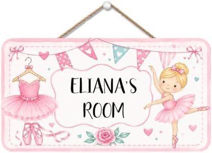 Custom Door Sign Ballerina Room Decor Personalized Girl Nursery Wall Art Bedroom Name Hanger