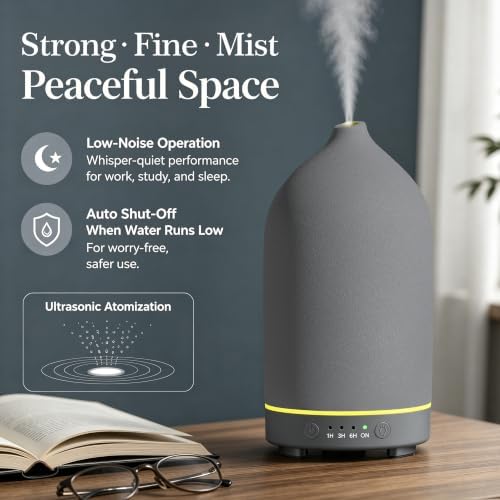 Gooamp 200ML Ceramic Essential Oil Diffuser for Home, Stone Diffuser