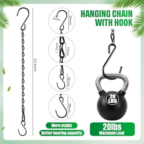 Outus 4 Pack Hanging Chain for Bird Feeders, 23.6 Inch, Black