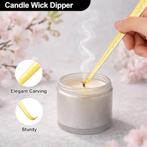 Ohtomber 3 in 1 Stainless Steel Candle Accessory Set, Gold Wick Care Tool