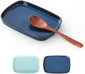 ABRUTY Spoon Rest for Stove Top, Ceramic Spoon Holder for Counter, Modern Farmhouse Decor Accessories for Spatula, Spoons or Tongs, Rectangular, Flambe Blue