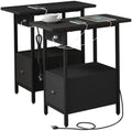 LIDYUK End Table with Charging Station, Narrow Side Table with Drawer