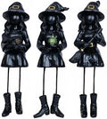 Dlfghos Halloween Decor Witch Figurines Set of 3, Halloween Indoor Decorations Witch Decor Resin Witch Statue for Table Desk Bookshelf Mantel Tiered Tray Spooky Halloween Decor Witch Gifts