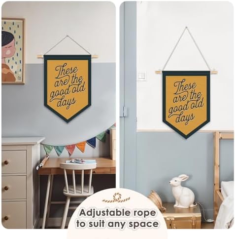 Wheatwin These Are The Good Old Days Sign, Vintage Wall Decor Pennant Flag, Motivational Positive Wall Decor for Kids Nursery Bedroom Playroom Home Office 15x11 Inch