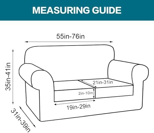 Turquoize 3 Piece Sofa Covers for 2 Cushion Couch Sofa Slipcover Soft Couch Cover for Dogs-Washable Sofa Furniture Cover with 2 Individual Cushion Covers, Thick Jacquard Fabric (Loveseat, Macchiato)