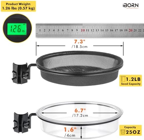 iBorn Bird Feeders Station Mesh Tray and Ring for 1” Pole Stand Station Outdoor Accessory for Humming Bird Feeders for Outside,Fit for 1 Inch Pole, Pack of 1 (Mesh & Water Tray, Pack of 2)