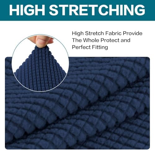 Turquoize 2 Piece Chair Covers Chair Slipcovers for Living Room Small Armchair Chair Cover with Arms Washable Furniture Cover for Chairs Feature Thick Jacquard Fabric (Small Armchair, Navy)