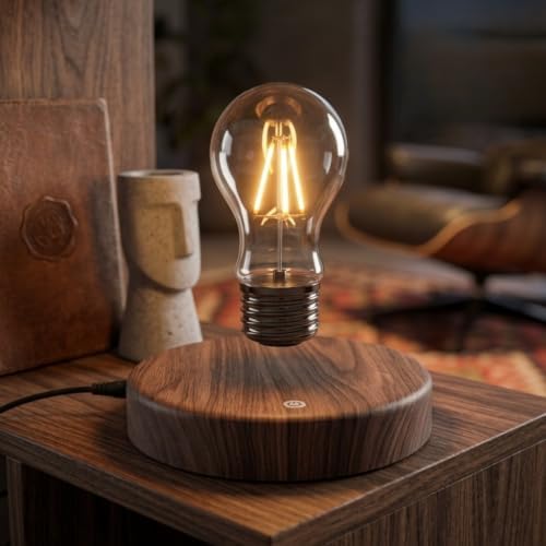 Levitating Bulb Lamp Magnetic Floating LED Light Desk Lamp Night Light Automatic Rotating Light for Unique Gifts Room Home Office Decoration