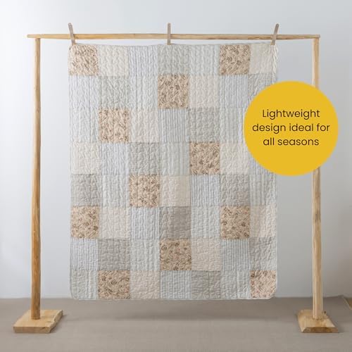 SLPR - Cotton Quilted Throw Blanket, 50" x 60" Patchwork, Country Lane