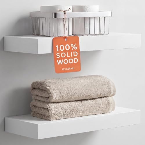 Homeforia 16 Inch Floating Shelves, High-End Solid Pine Wood, Set of 4