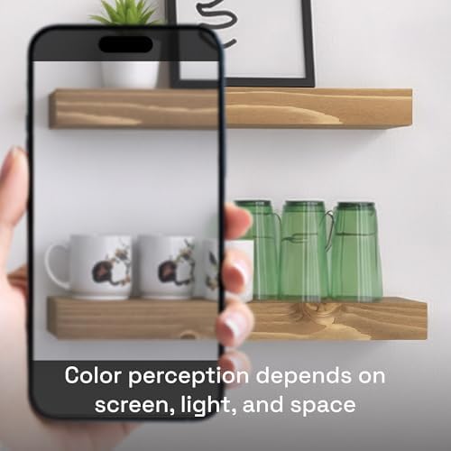 Natural Wood Floating Shelves for Wall 20 Inch Oak, Wooden Bathroom Shelf