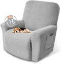 KEKUOU Recliner Chair Covers, 1-Piece Lazy Boy Recliner Covers, Silver