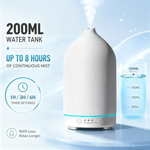 Gooamp 200ML Ceramic Essential Oil Diffuser for Home, Stone Diffuser