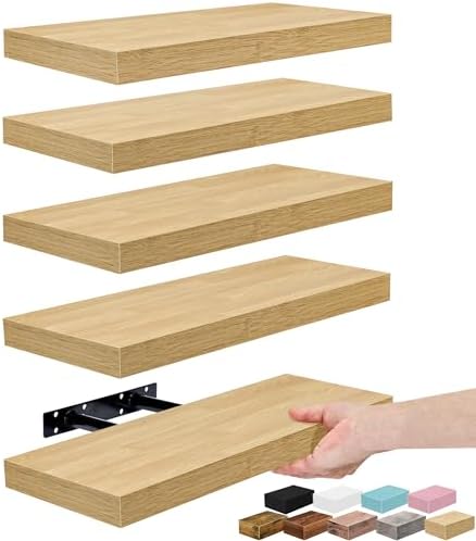 Sorbus 16 Inch Floating Shelves for Wall (5 Pack, Maple Wood)