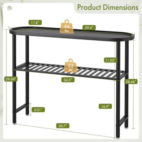 Black Entryway Table for Hallway Bamboo, 39.4"L x 11.8"W x 29.7"H