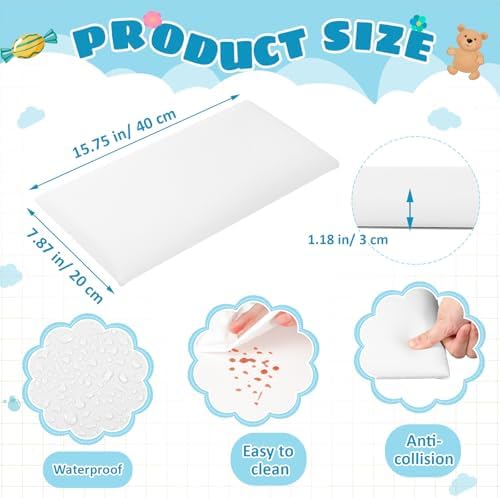 Hahafelt 8 Pack Wall Padding Headboard 15.75" x 7.87" x 1.18" White