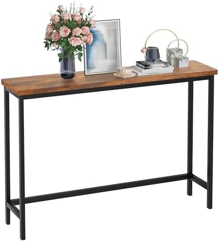 VASMIA Console Table, Entryway Table, Narrow Sofa Table, 39" Hallway Table for Entryway, Living Room, Bedroom, Foyer, Rustic Brown and Black