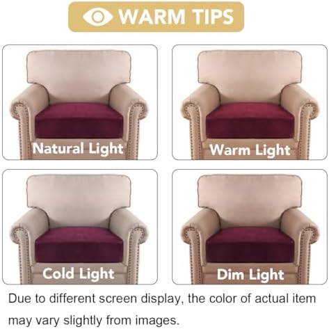 H.VERSAILTEX Velvet Stretch Couch Cushion Cover Plush Cushion Slipcover for Chair Cushion Furniture Protector Seat Cushion Sofa Cover (1 Piece Armchair Cushion Covers, Burgundy)
