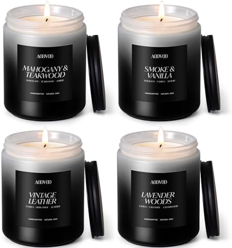 AOOVOO Scented Candles Set - 4 Pack Men Candles for Home Scented