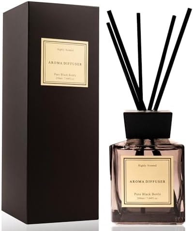 XEPTLE Soft Bloom Suite Reed Diffuser, Hotel Collection Oil Diffuser, Air Freshener, Long-Lasting Scent, Home & Bathroom Essential Oil Diffuser with 5 Reeds, 7.04oz, Black
