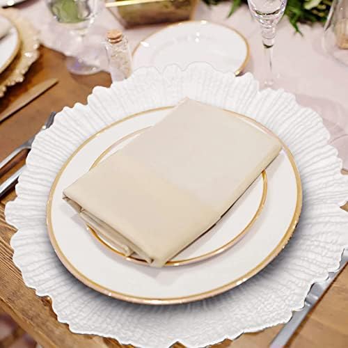 MAONAME White Charger Plates Set of 6, Reef Chargers for Dinner Plates