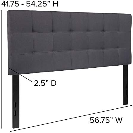 EMMA + OLIVER Dark Gray Full Quilted Tufted Headboard